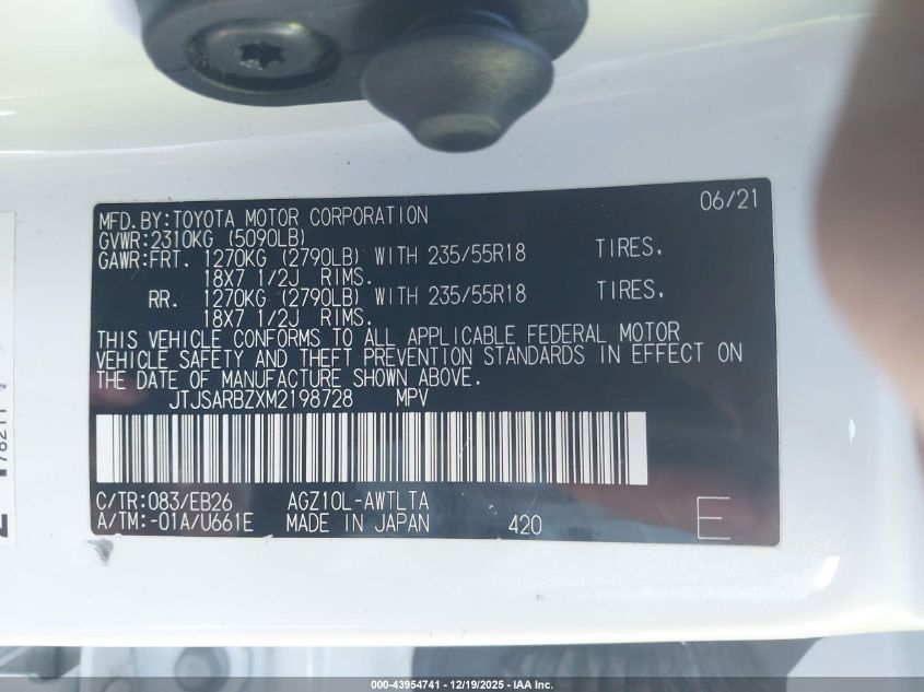 2021 Lexus Nx 300 F Sport VIN: JTJSARBZXM2198728 Lot: 43954741