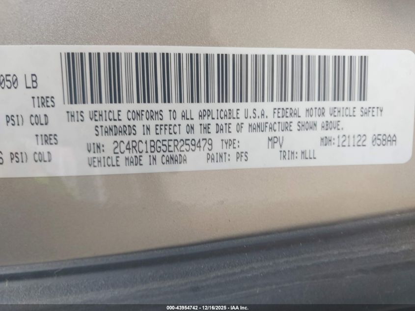 2014 Chrysler Town & Country Touring VIN: 2C4RC1BG5ER259479 Lot: 44015364