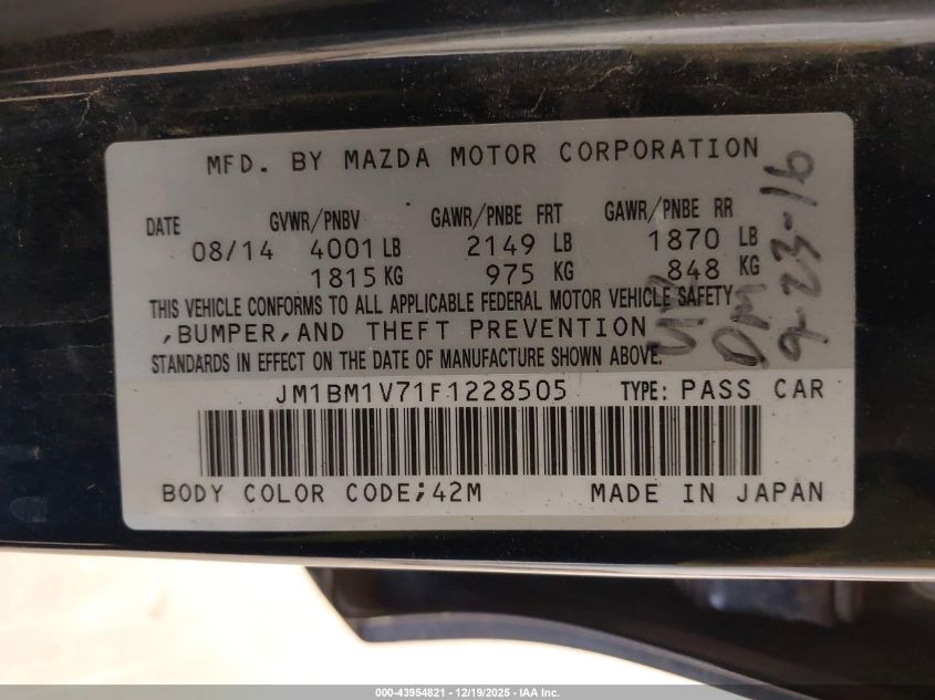 2015 Mazda Mazda3 I Touring VIN: JM1BM1V71F1228505 Lot: 43954821