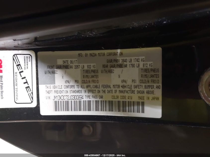 2018 Mazda Cx-3 Touring VIN: JM1DKDC72J0300894 Lot: 43954867