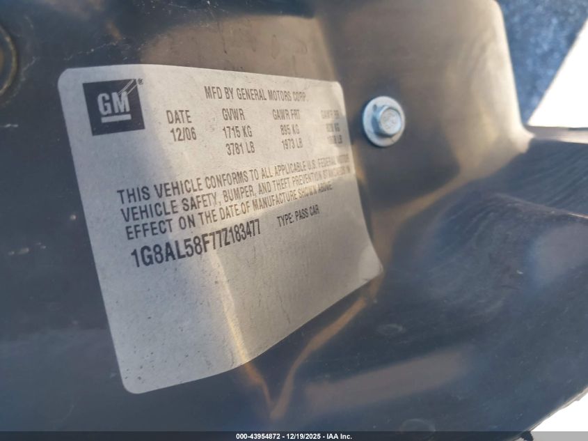 2007 Saturn Ion 3 VIN: 1G8AL58F77Z183477 Lot: 43954872