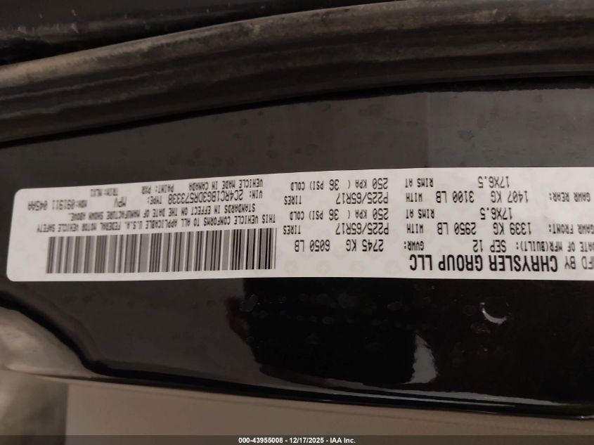 2013 Chrysler Town & Country Touring VIN: 2C4RC1BG3DR573338 Lot: 43955008