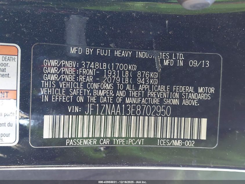 2014 Scion Fr-S VIN: JF1ZNAA13E8702950 Lot: 43955031