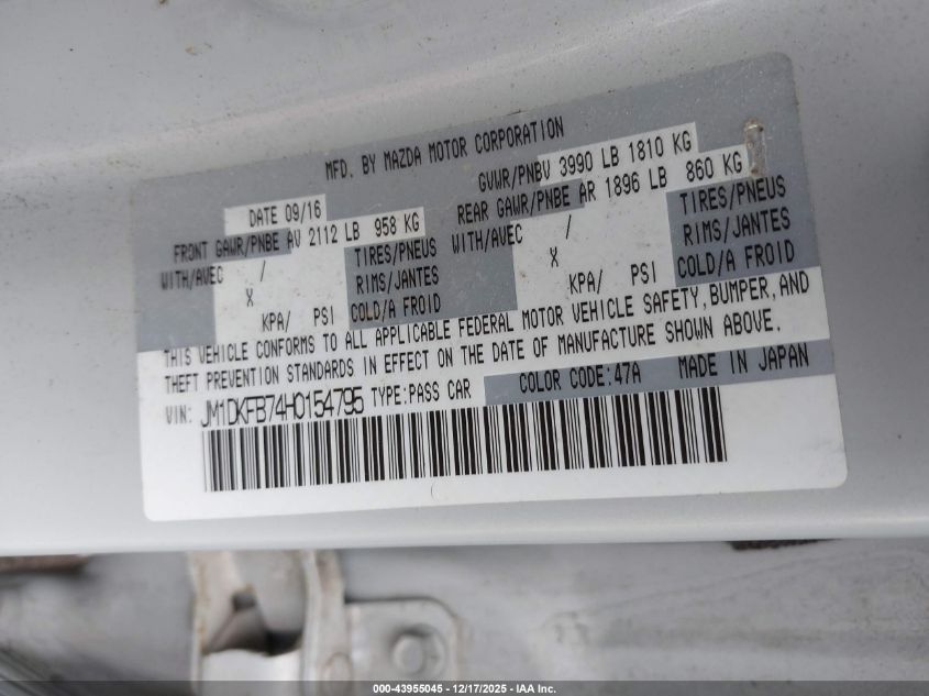 2017 Mazda Cx-3 Sport VIN: JM1DKFB74H0154795 Lot: 43955045