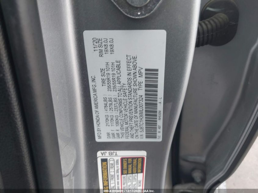 2021 Acura Rdx Standard VIN: 5J8TC1H36ML007324 Lot: 43955059