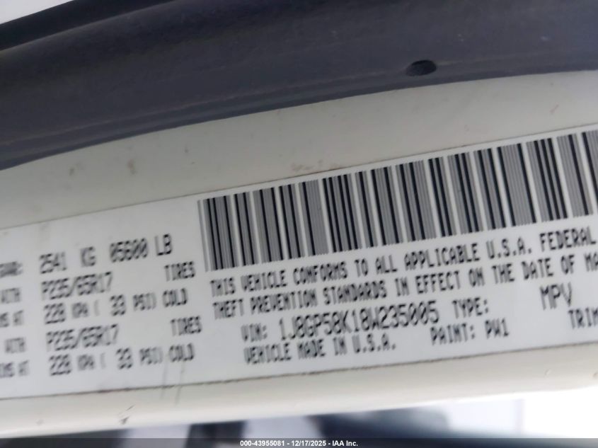 2008 Jeep Liberty Limited Edition VIN: 1J8GP58K18W235005 Lot: 43955081