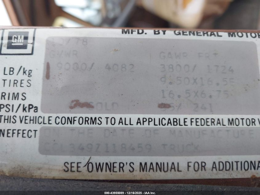 1979 Chevrolet C30 VIN: CCL349Z118459 Lot: 43955089