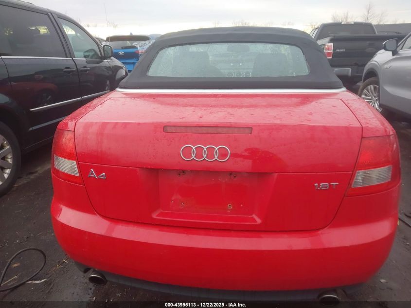 2006 Audi A4 1.8T VIN: WAUAC48H16K006705 Lot: 43955113