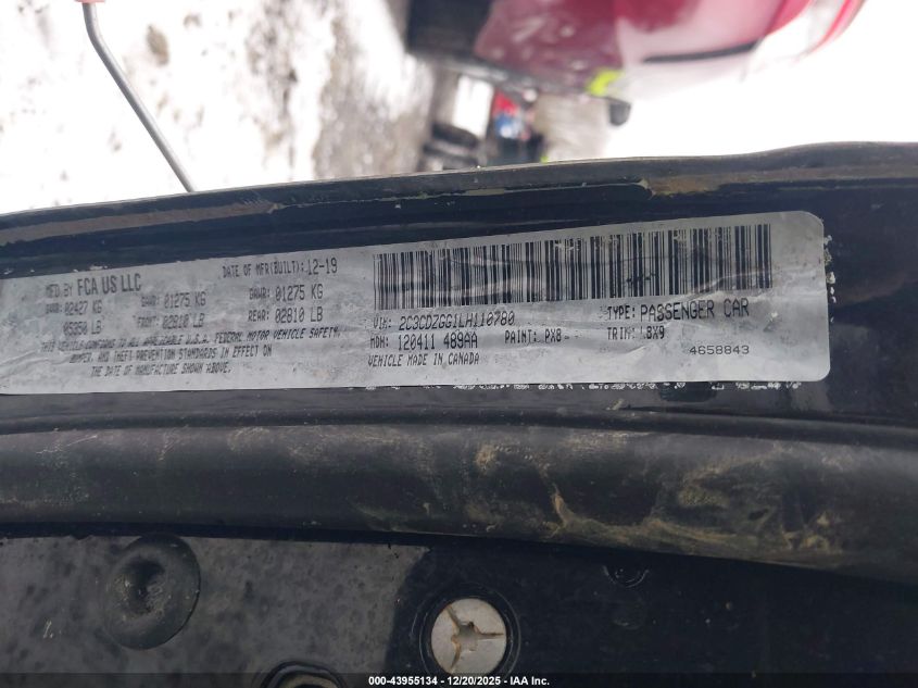 2020 Dodge Challenger Sxt Awd VIN: 2C3CDZGG1LH110780 Lot: 43955134