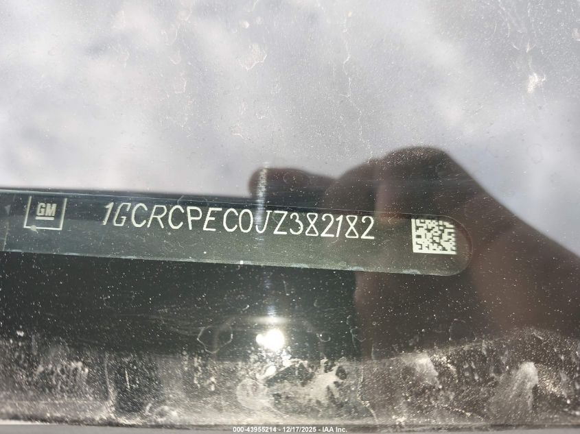 2018 Chevrolet Silverado 1500 Custom VIN: 1GCRCPEC0JZ382182 Lot: 43955214