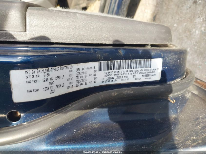 2001 Jeep Grand Cherokee Laredo VIN: 1J4GW48N11C536616 Lot: 43955362