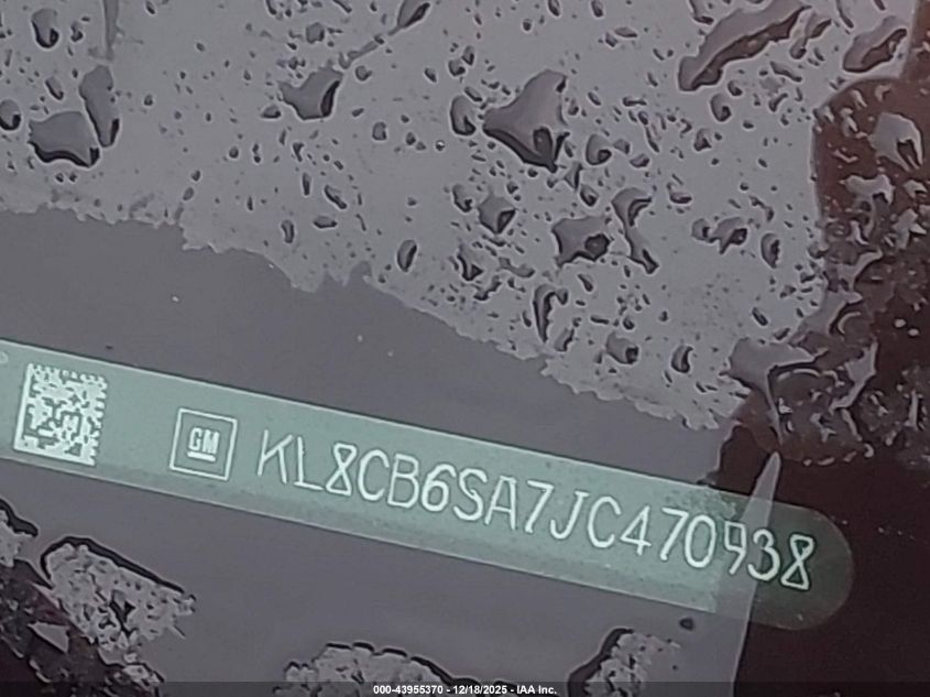 2018 Chevrolet Spark Ls Cvt VIN: KL8CB6SA7JC470938 Lot: 43955370