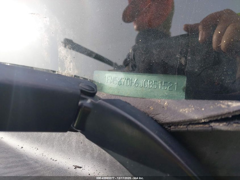 2018 Ford Explorer Xlt VIN: 1FM5K7DH6JGB51521 Lot: 43955377