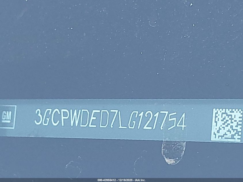 2020 Chevrolet Silverado 1500 2Wd Short Bed Rst VIN: 3GCPWDED7LG121754 Lot: 43955412