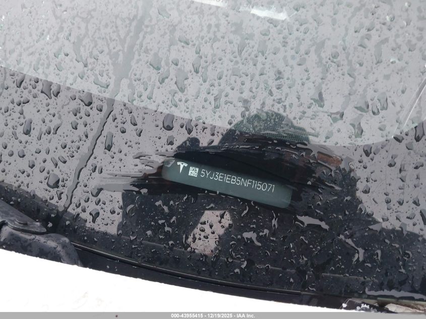 2022 Tesla Model 3 Long Range Dual Motor All-Wheel Drive VIN: 5YJ3E1EB5NF115071 Lot: 43955415