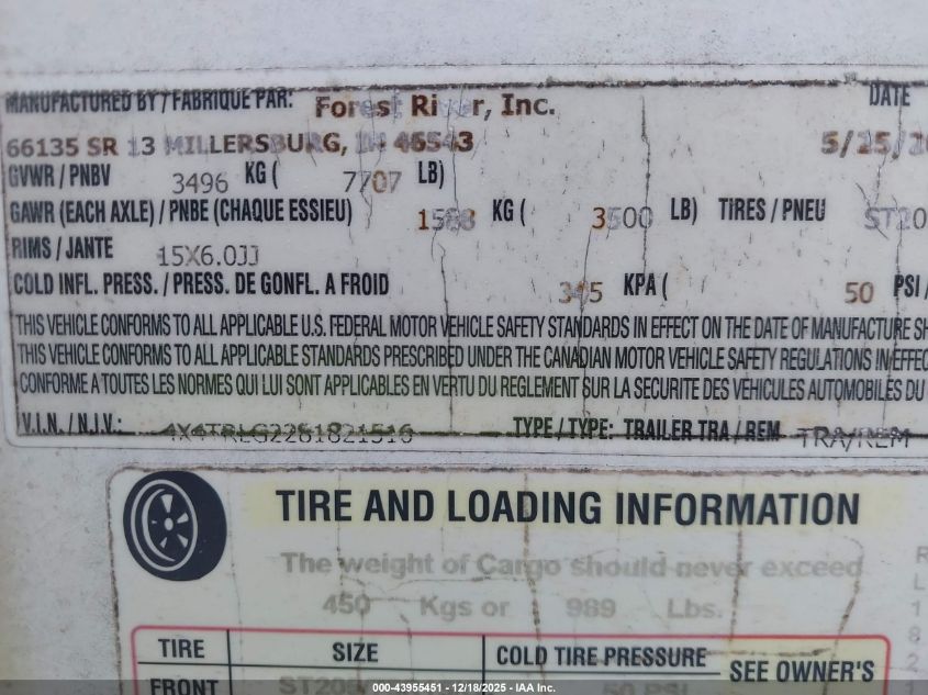 2008 Forest River Rockwood 8313Ss VIN: 4X4TRLG2281821516 Lot: 43955451