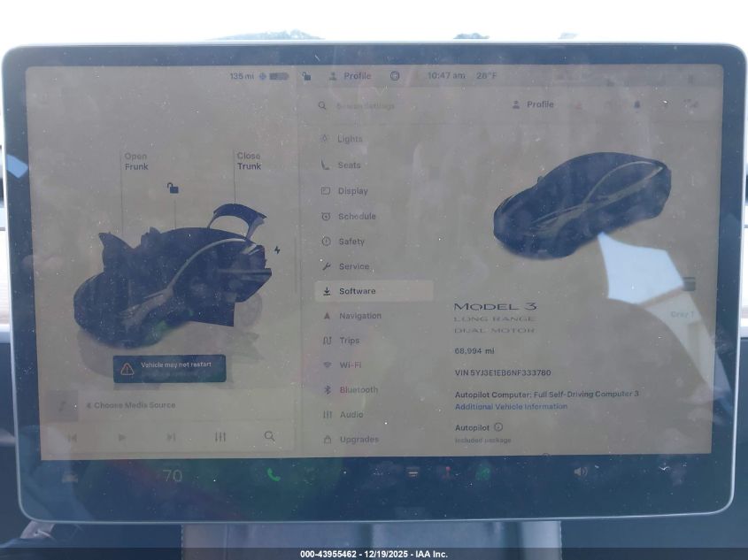 2022 Tesla Model 3 Long Range Dual Motor All-Wheel Drive VIN: 5YJ3E1EB6NF333780 Lot: 43955462