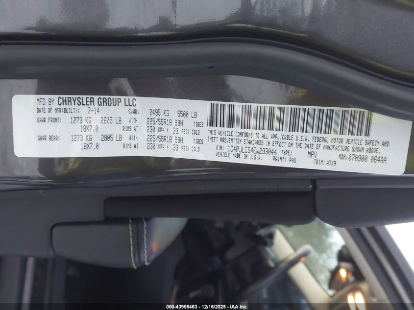 2014 Jeep Cherokee Altitude VIN: 1C4PJLCS4EW293044 Lot: 43955463