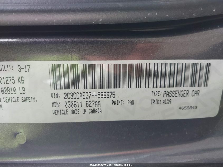 2017 Chrysler 300C VIN: 2C3CCAEG7HH586675 Lot: 43955476