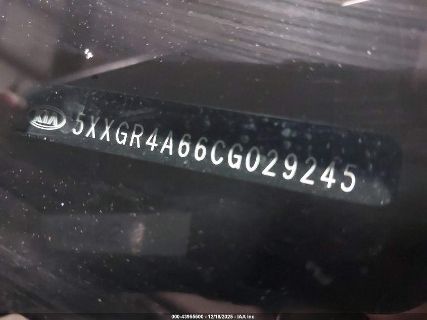 2012 Kia Optima Sx VIN: 5XXGR4A66CG029245 Lot: 43955500