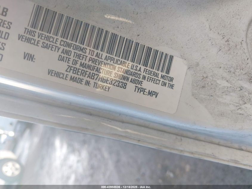 2017 Ram Promaster City Tradesman VIN: ZFBERFAB7H6E32338 Lot: 43955536