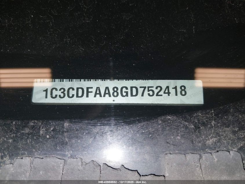 2016 Dodge Dart Se VIN: 1C3CDFAA8GD752418 Lot: 43955552