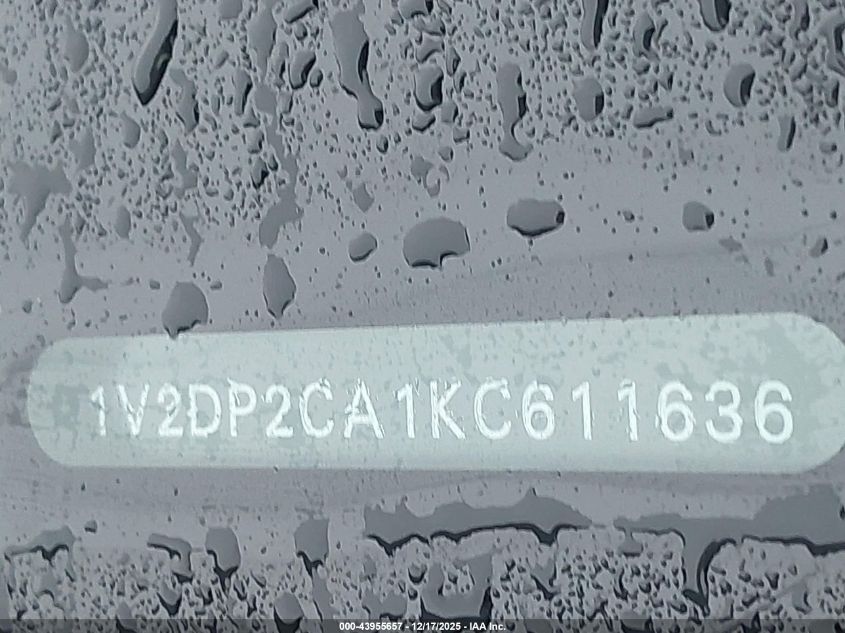 2019 Volkswagen Atlas 2.0T Se VIN: 1V2DP2CA1KC611636 Lot: 43955657