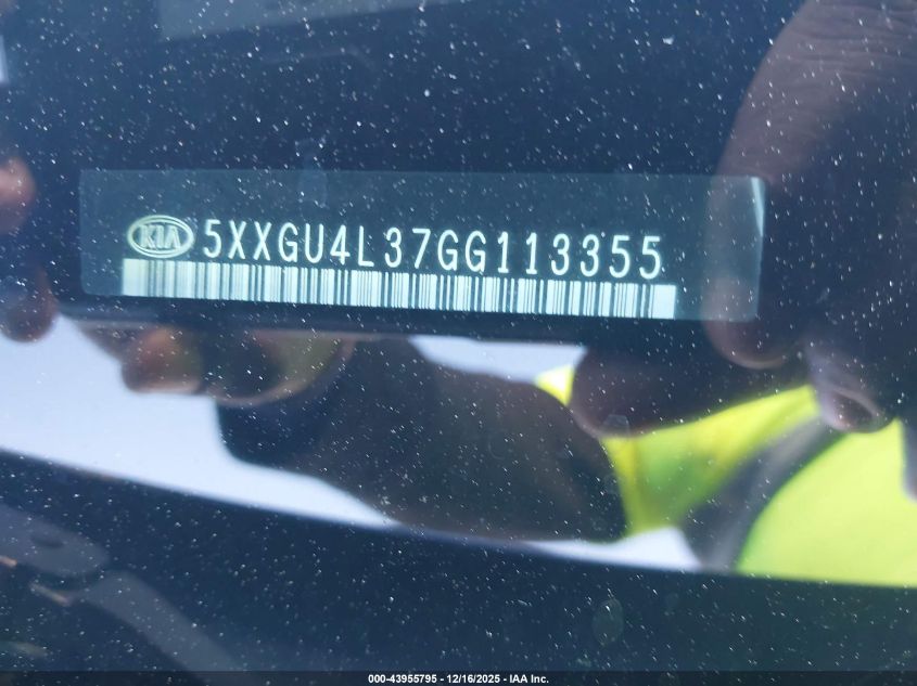2016 Kia Optima Ex VIN: 5XXGU4L37GG113355 Lot: 43955795