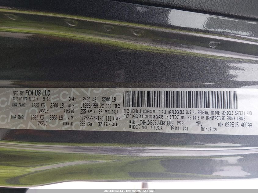 2018 Jeep Wrangler Unlimited Moab 4X4 VIN: 1C4HJXEG5JW301666 Lot: 43955814