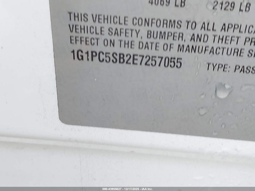 2014 Chevrolet Cruze 1Lt Auto VIN: 1G1PC5SB2E7257055 Lot: 43955827