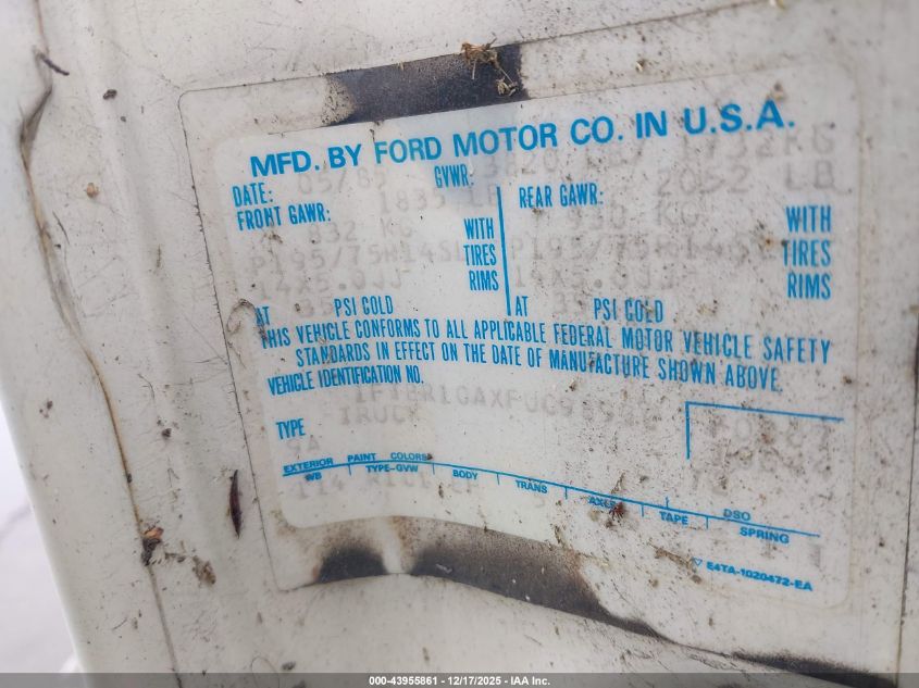 1985 Ford Ranger VIN: 1FTBR1CAXFUC98900 Lot: 43955861