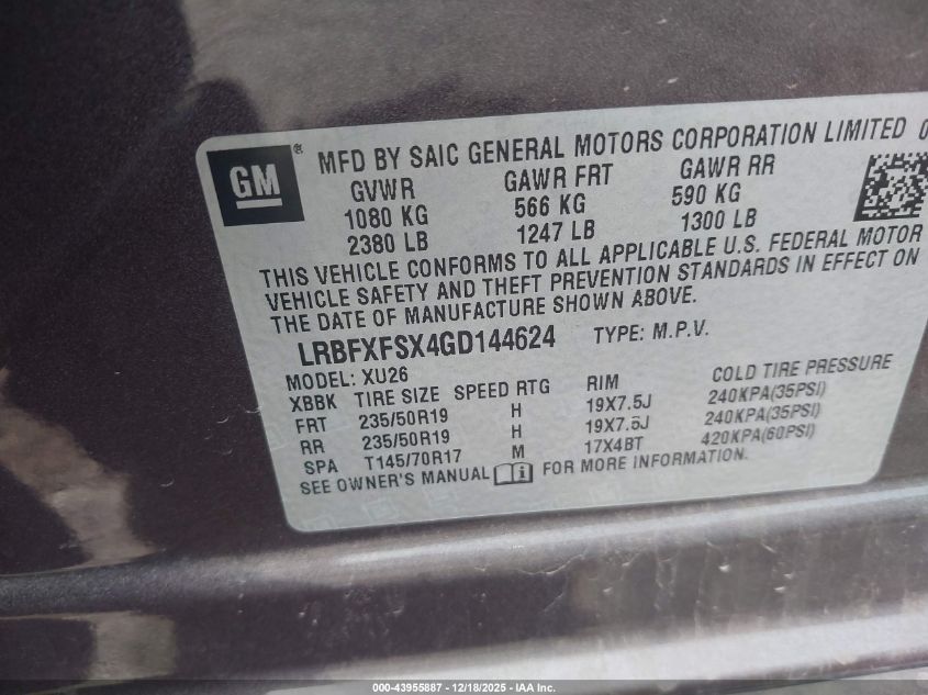 2016 Buick Envision Premium Ii VIN: LRBFXFSX4GD144624 Lot: 43955887