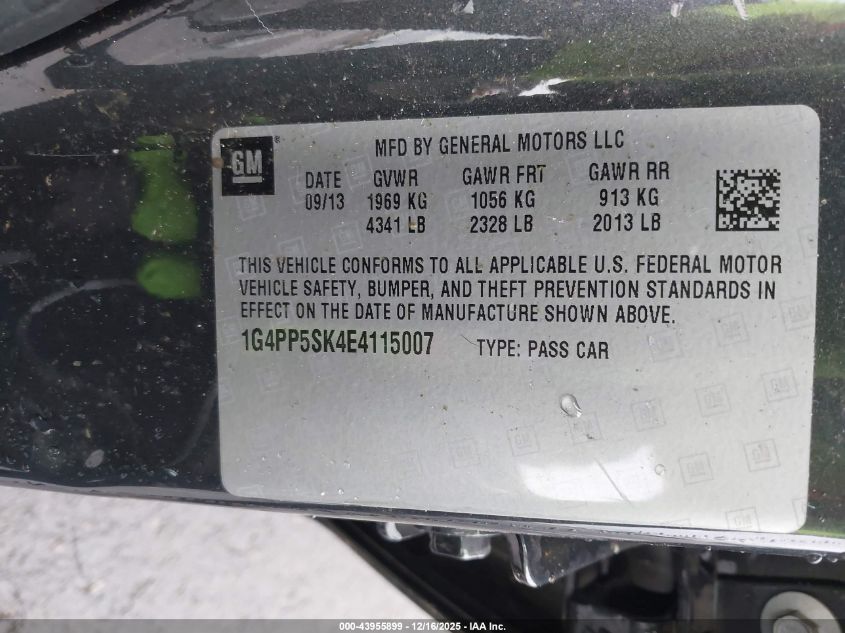 2014 Buick Verano VIN: 1G4PP5SK4E4115007 Lot: 43955899