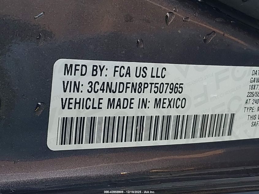 2023 Jeep Compass Latitude Lux Fwd VIN: 3C4NJDFN8PT507965 Lot: 43955909