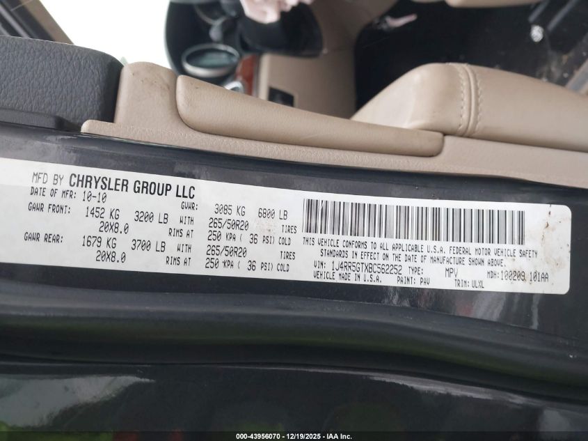 2011 Jeep Grand Cherokee Limited VIN: 1J4RR5GTXBC562252 Lot: 43956070