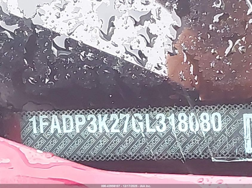 2016 Ford Focus Se VIN: 1FADP3K27GL318080 Lot: 43956107