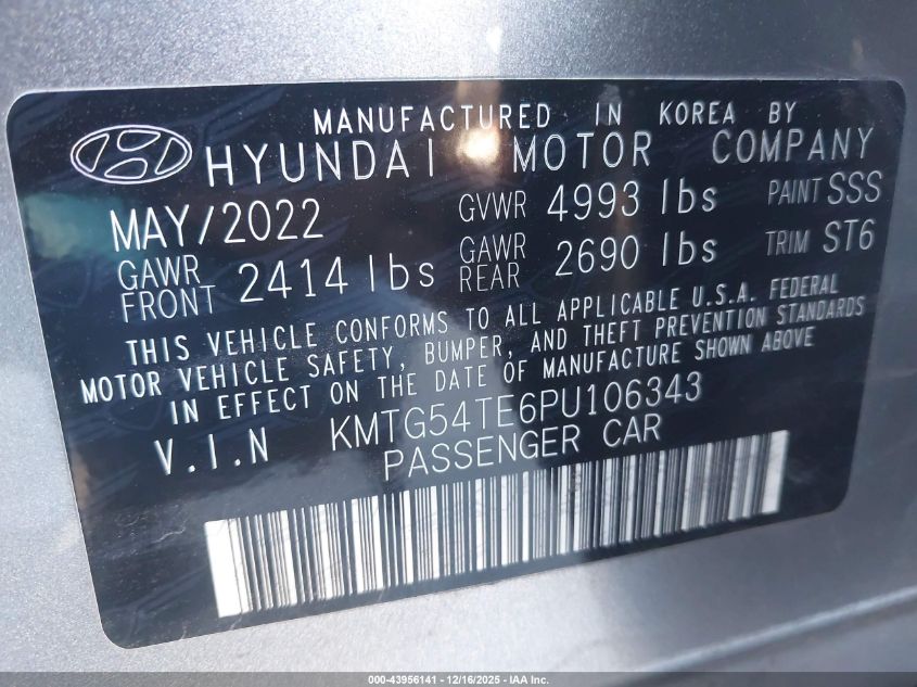 2023 Genesis G70 3.3T Awd VIN: KMTG54TE6PU106343 Lot: 43956141