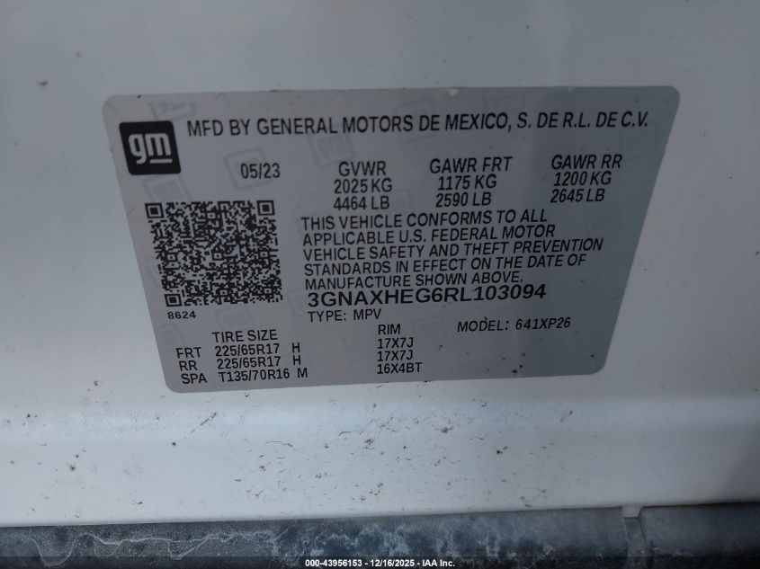 2024 Chevrolet Equinox Fwd Ls VIN: 3GNAXHEG6RL103094 Lot: 43956153