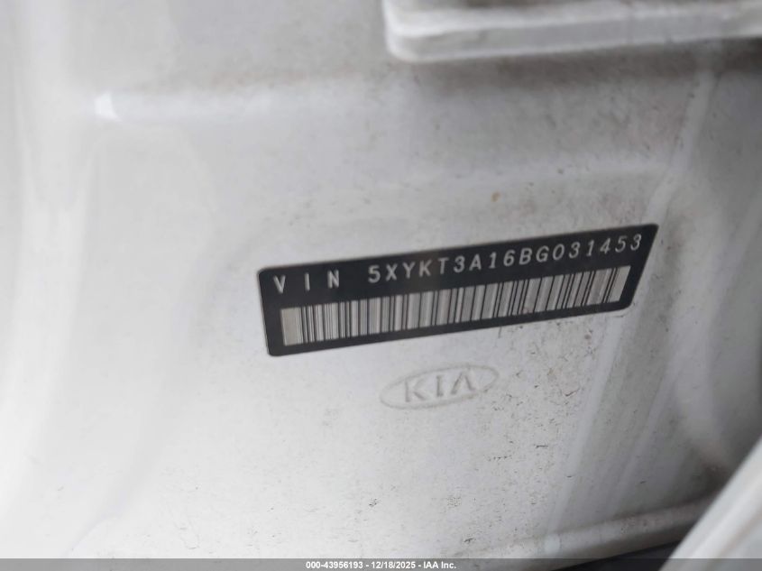 2011 Kia Sorento Lx VIN: 5XYKT3A16BG031453 Lot: 43956193