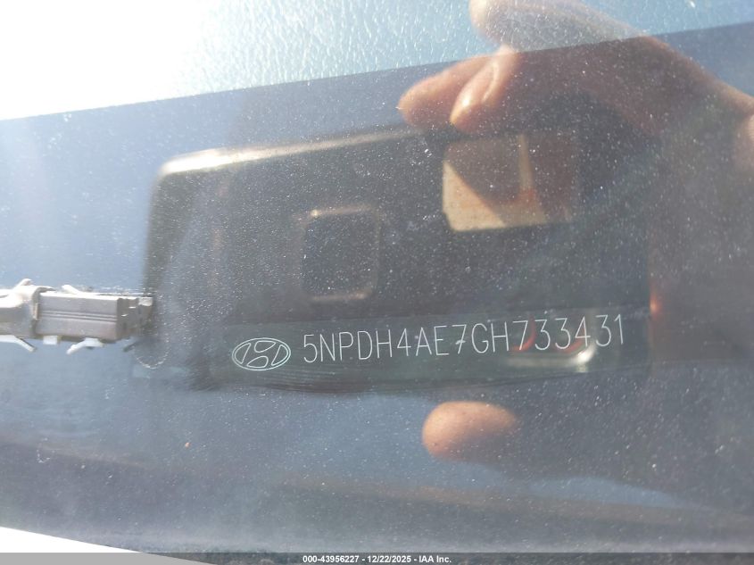 2016 Hyundai Elantra VIN: 59PDH4AE7GH733431 Lot: 43956227