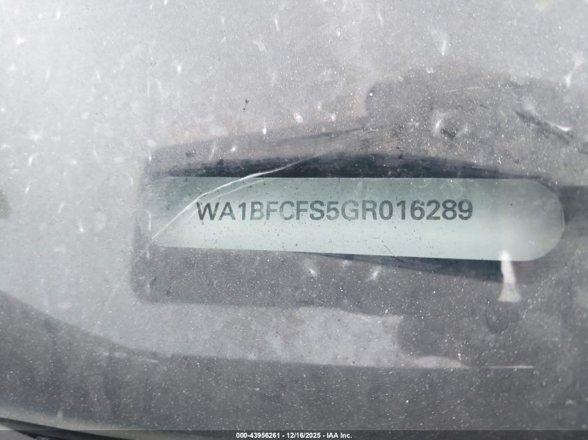 2016 Audi Q3 2.0T Premium Plus VIN: WA1BFCFS5GR016289 Lot: 43956261