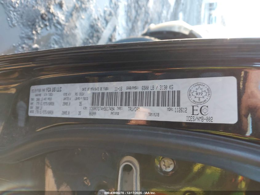 2017 Ram 1500 Slt VIN: 1C6RR7GT4HS617494 Lot: 43956278