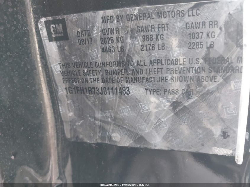 2018 Chevrolet Camaro 2Ss VIN: 1G1FH1R73J0111483 Lot: 43956282