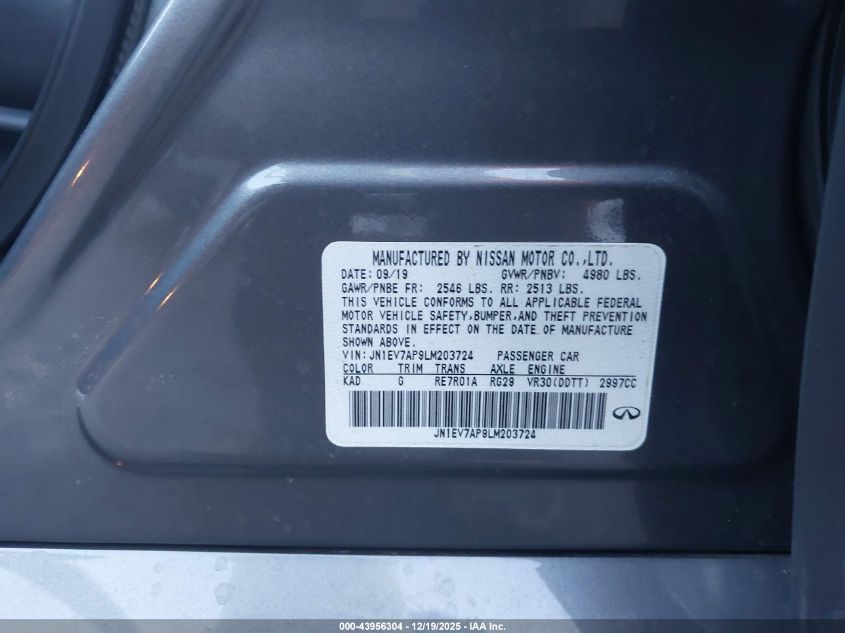 2020 Infiniti Q50 Edition 30 VIN: JN1EV7AP9LM203724 Lot: 43956304