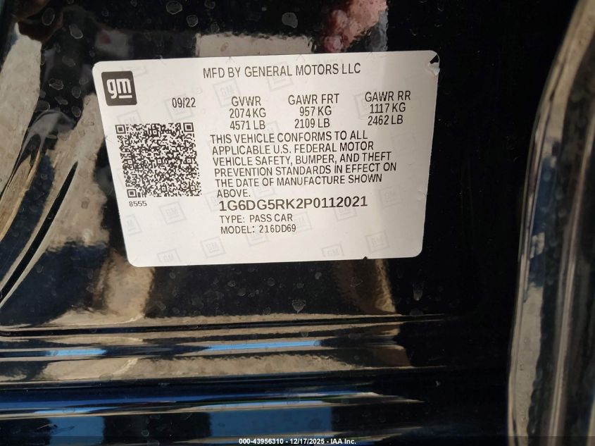 2023 Cadillac Ct4 Sport VIN: 1G6DG5RK2P0112021 Lot: 43956310