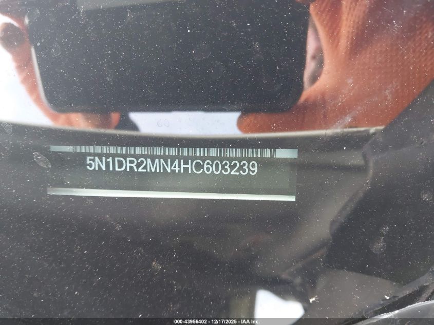 2017 Nissan Pathfinder Sv VIN: 5N1DR2MN4HC603239 Lot: 43956402