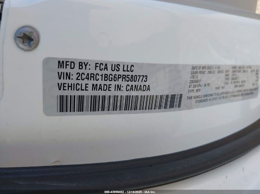 2023 Chrysler Pacifica Touring L VIN: 2C4RC1BG6PR580773 Lot: 43956482