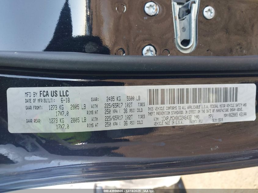 2019 Jeep Cherokee Latitude 4X4 VIN: 1C4PJMCX8KD246432 Lot: 43956505