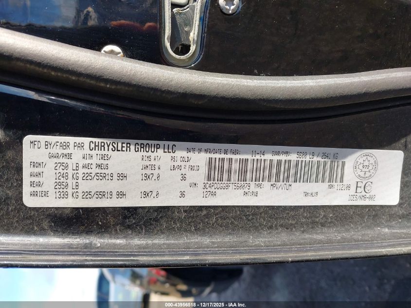 2015 Dodge Journey Crossroad VIN: 3C4PDDGG8FT560079 Lot: 43956518