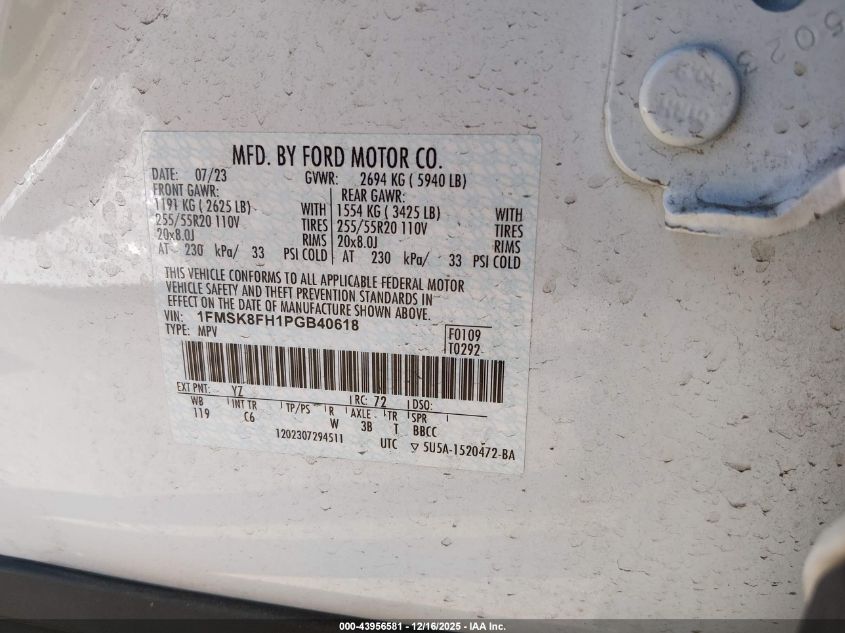 2023 Ford Explorer - 1FMSK8FH1PGB40618